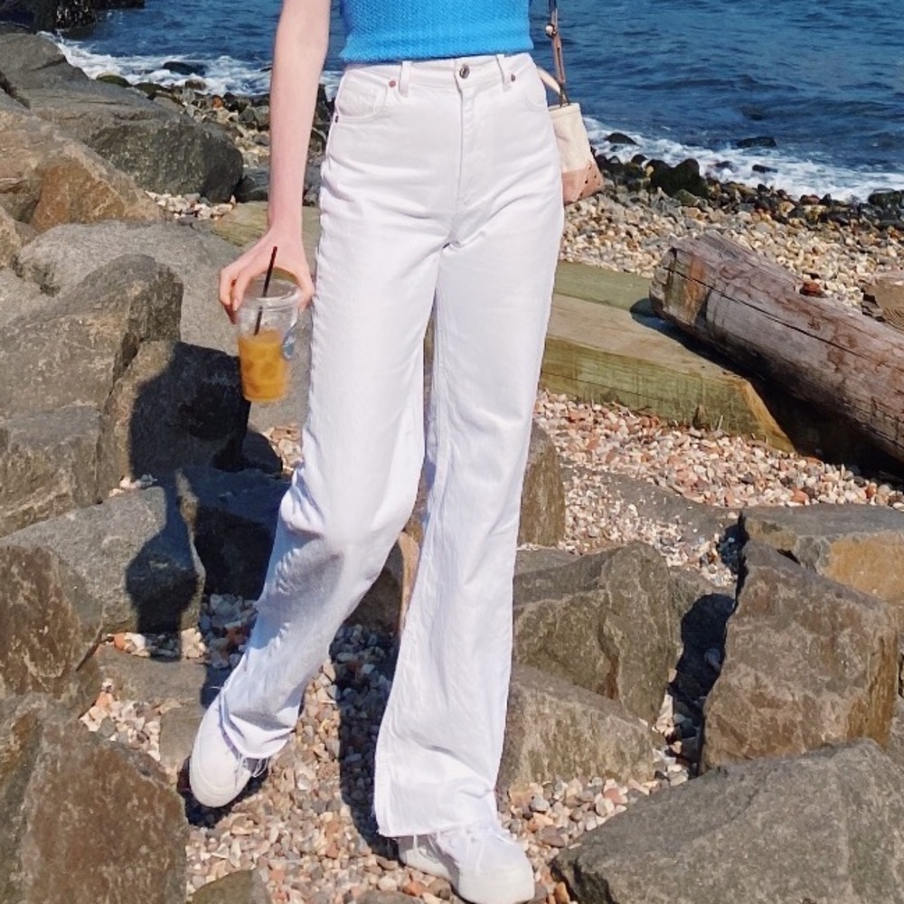 Zara White Wide Leg Jeans